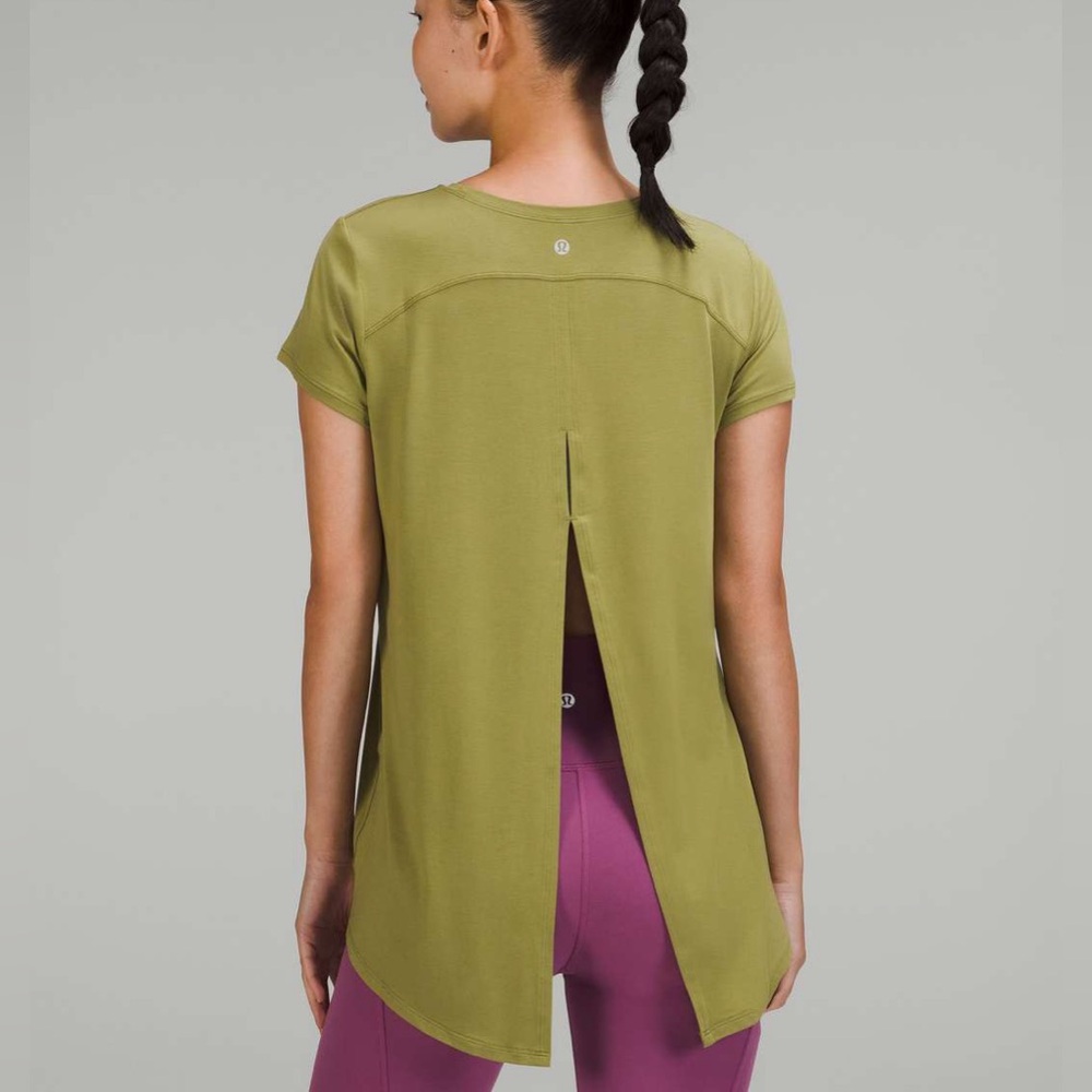 lululemon athletica Olive Green Short Sleeve Split-Back Tee